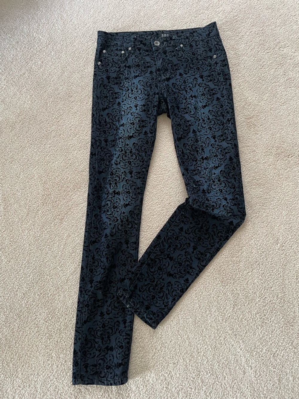 Women's  Navy / Black Patterned Jeans